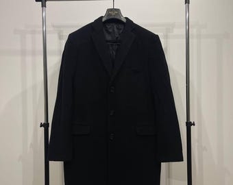 Vintage Turo wool Cashmere 20% Overcoat Jacket coat black Size 58