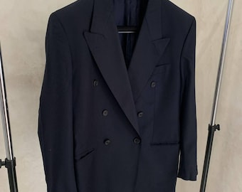 HUGO BOSS vintage Wool Blazer Tailored Wool jacket sport coat dark blue