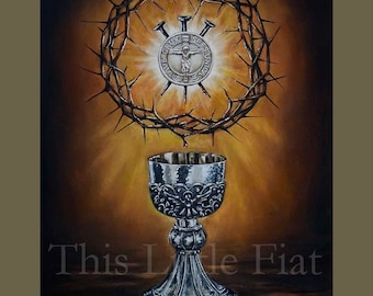 Lámina de la Eucaristía para decoración católica del hogar / Arte del Santísimo Sacramento con Corona de Espinas / Regalo católico para sacerdotes