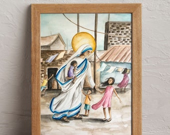 Saint Teresa of Calcutta Watercolor Catholic Art Print, Mother Teresa of Calcutta, Catholic Nursery Art, Catholic Gift, Catholic Saint Art