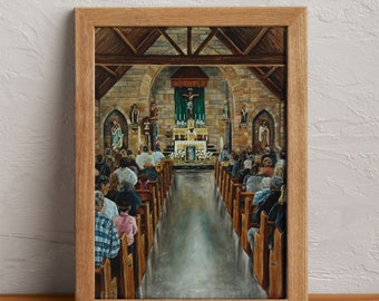Lámina decorativa para pared con motivos de la Misa Católica / Decoración católica para el hogar / Regalo católico para la Confirmación / Regalo católico para un sacerdote / Arte de la Iglesia Católica