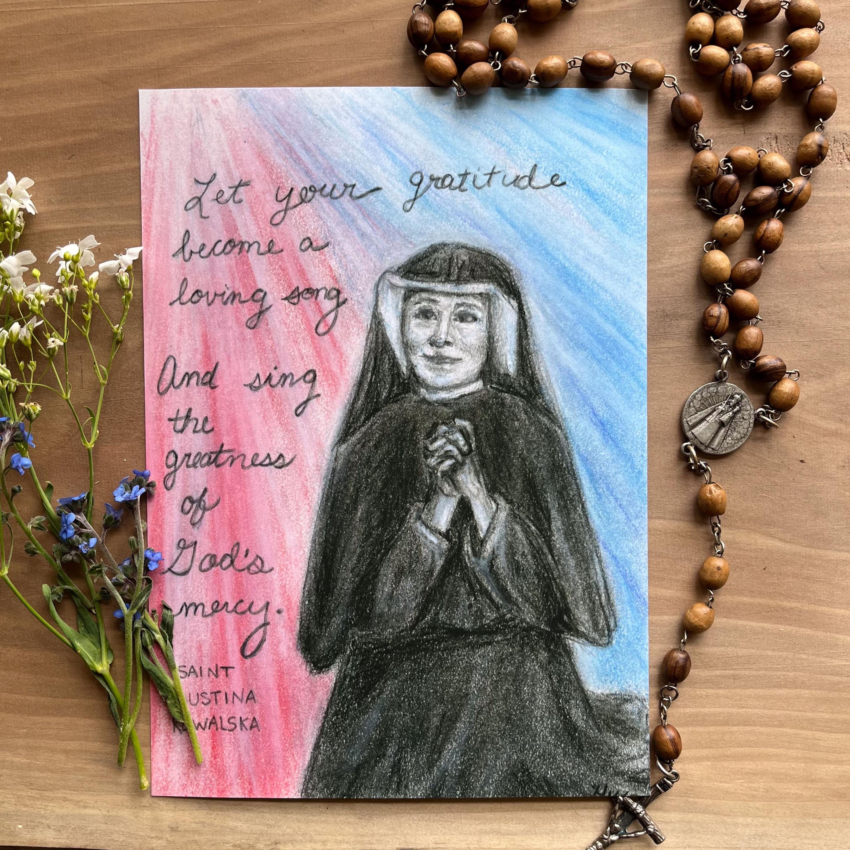 Mercy Rays Saint Faustina Art Print 5x7