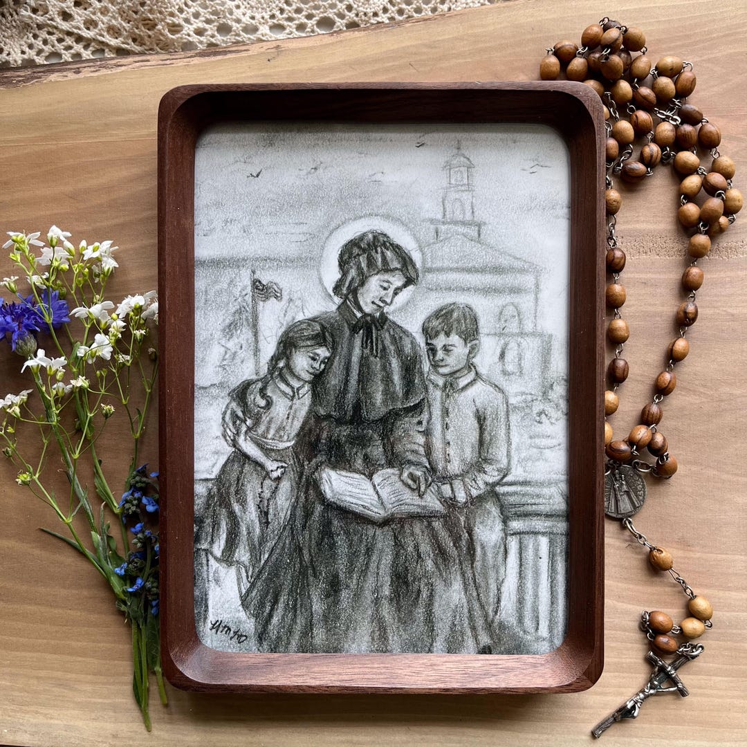 Saint Elizabeth Ann Seton Art Print 5x7"| Catholic Gift for Catholic ...