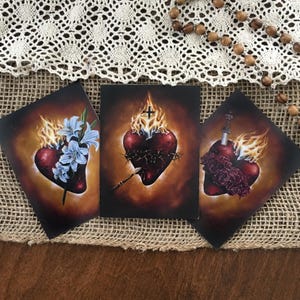 Pacchetto di biglietti di preghiera della Sacra Famiglia / Biglietti di preghiera cattolici / Sacro Cuore di Gesù Cuore Immacolato di Maria, Cuore Castissimo di Giuseppe