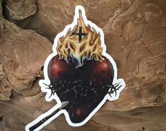 Sacred Heart of Jesus Sticker | Waterproof Vinyl Sticker | Catholic Christmas Gift and Stocking Stuffer for kids and teens