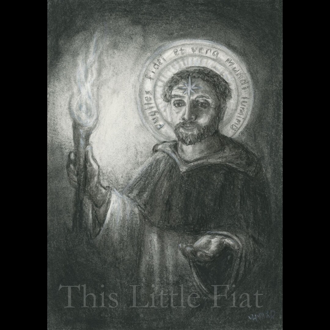 Saint Dominic Art Print, 5x7", Hand-drawn Dominican Art for Catholic ...