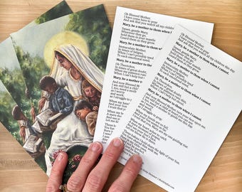 Katholieke gebedskaart voor moeders | Heilige kaart van 4 x 6 inch | Moedergebed voor haar kinderen | Klein cadeau voor katholieke moeders | Moederdagcadeau