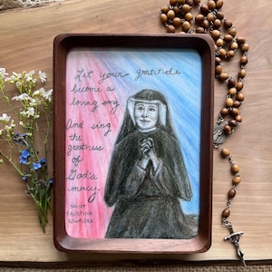 Saint Faustina Art Print 5x7&quot;| Saint Faustina with Divine Mercy Rays | Catholic Gift for Confirmations | Sacred Art for Catholic Home Decor