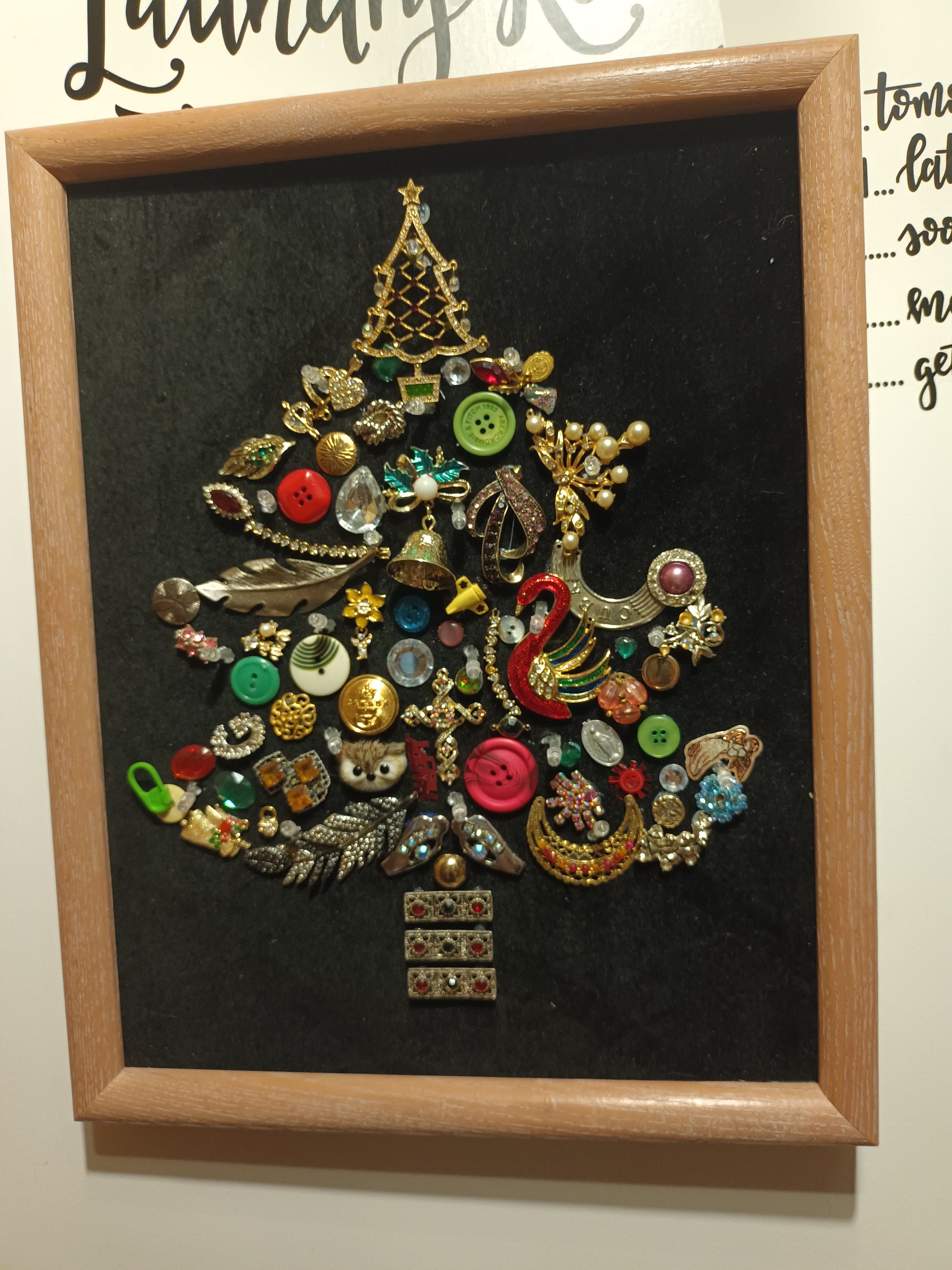 Button Art Christmas Tree With Lights Etsy Art Christmas Tree