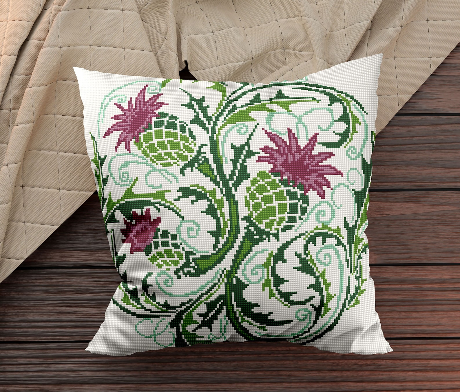 Tapestry Cushion Kit Thistle Field Contemporary tapestry kit Etsy