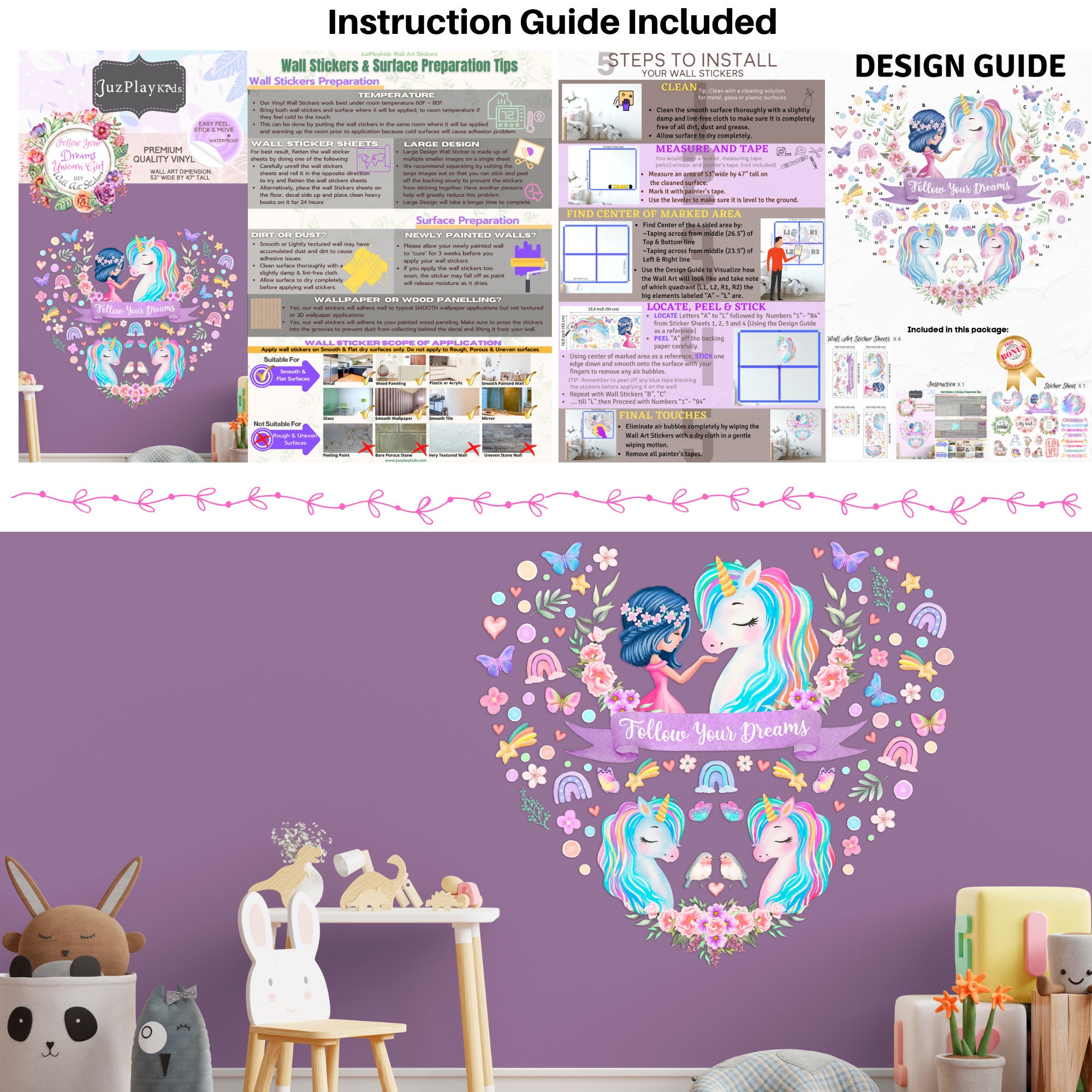 Unicorn Wall Decals Bedroom Unicorn Wall Decor for Girls - Etsy