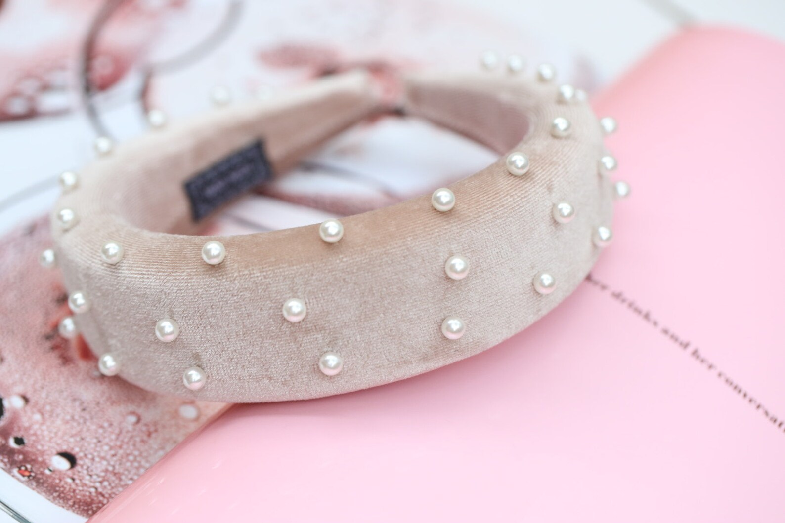 Vintage Hair Band Velvet Hair Band Pearl Head Piece Wedding Etsy