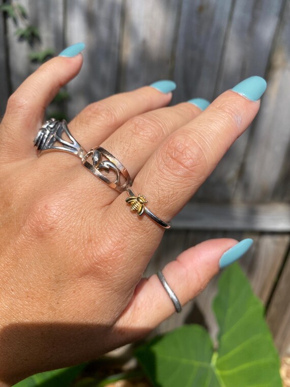 Sterling Silver Bee Stacker Ring - image 3