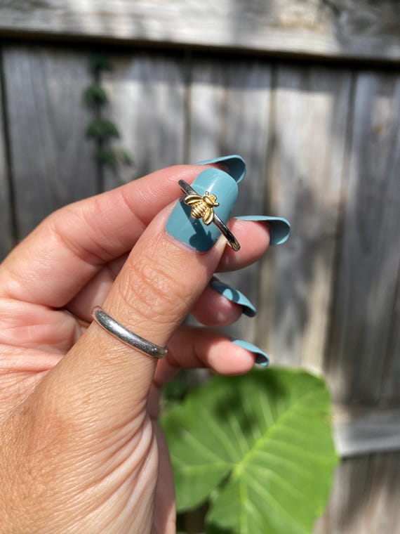 Sterling Silver Bee Stacker Ring - image 2