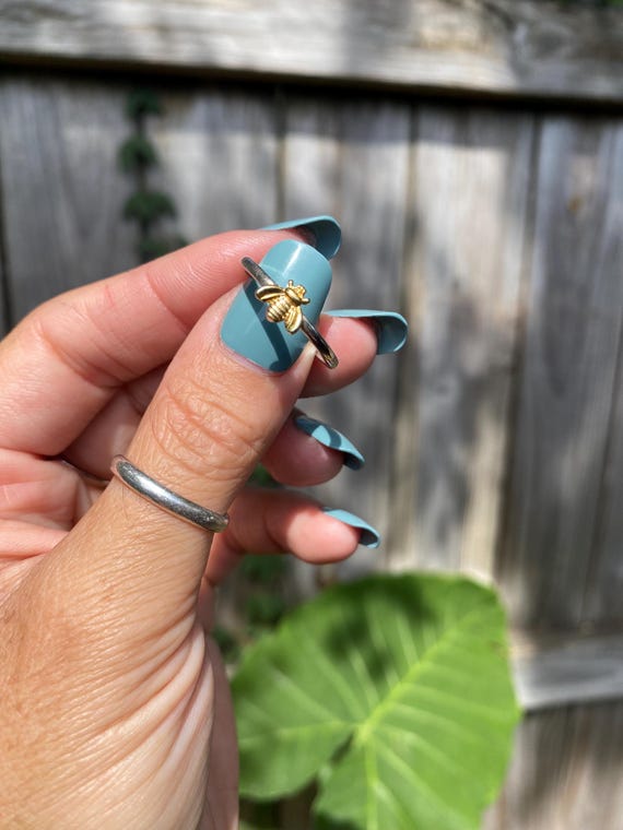 Sterling Silver Bee Stacker Ring - image 1