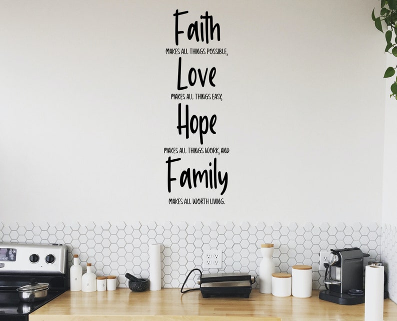Faith Hope Love Family Scripture Wall Quotes Inspirational - Modern ...