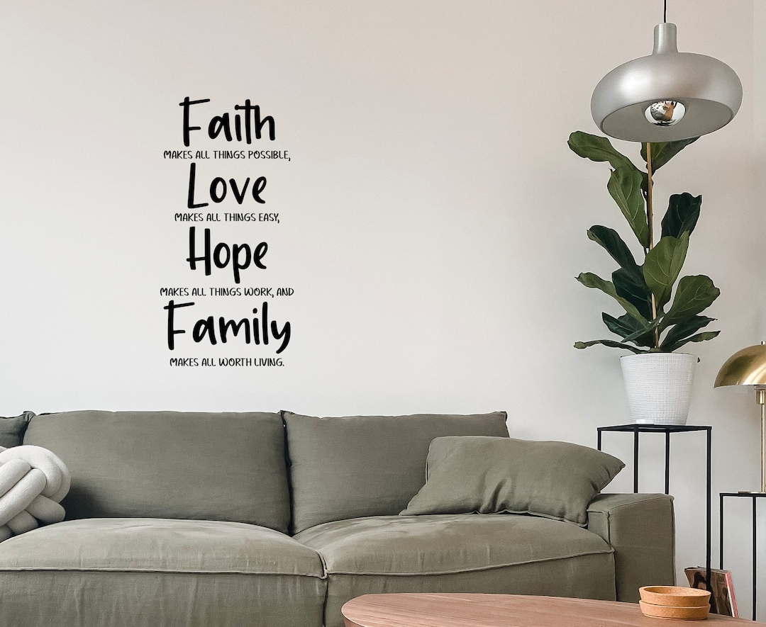 Faith Hope Love Family Scripture Wall Quotes Inspirational - Modern ...