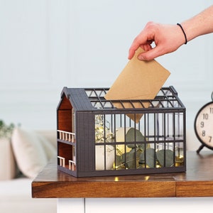 Caja para tarjetas de boda, hucha personalizada con forma de tarjeta de boda alternativa, caja para bodas, decoración para bodas, tarjetero de madera, caja de regalo para bodas
