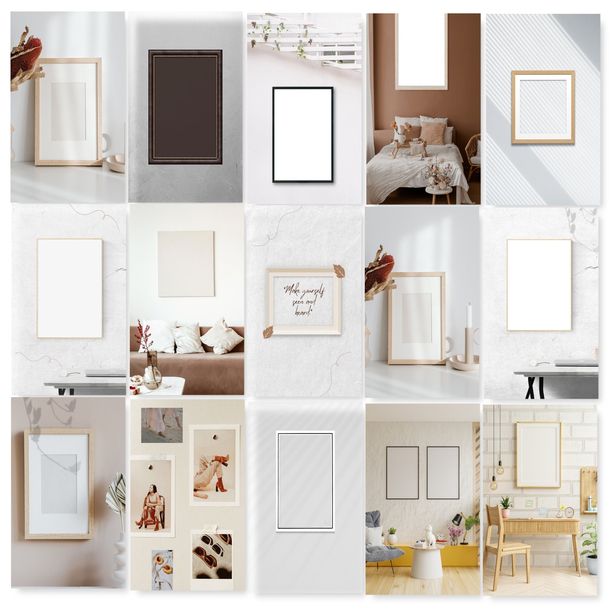 Picture Frame Bundle 130 Wall Art Frame Bundle | Transparent Background Frames & Mockups ...