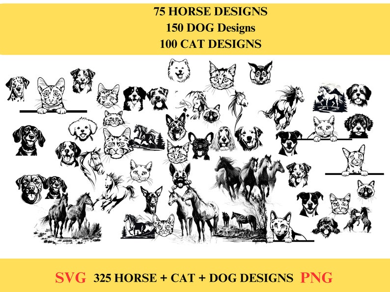 Animal SVG Bundle Horse Cat Dog Cut Files Animals - Etsy Australia