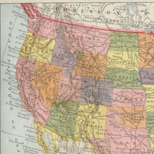 Vintage USA Landkarte von 1931.  Original Lithographie Vereinigte Staaten von Amerika. Alte US-Landkarte. Französische LAROUSSE. Paris Edition