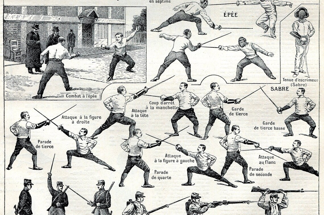 1900 Antique Fencing Print. 120 YEARS OLD French Fencing Etsy
