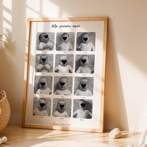 Affiche ma première année - personnalisée - 12 photos - affiche anniversaire - souvenir bébé - affiche évolution - fille - garçon pdf