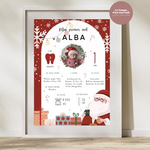 Affiche mon premier noel  - affiche personnalisée - bébé - enfant - fille - garçons - papeterie - cadeaux de noël