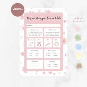 Cartes pronostics - bébé-  à télécharger et imprimer -  baby shower - Gender reveal - naissance - couleurs