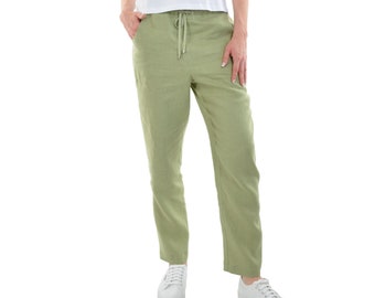 Maya Laundered Linen Pant for Woman by Marolli - Made in U.S.A.