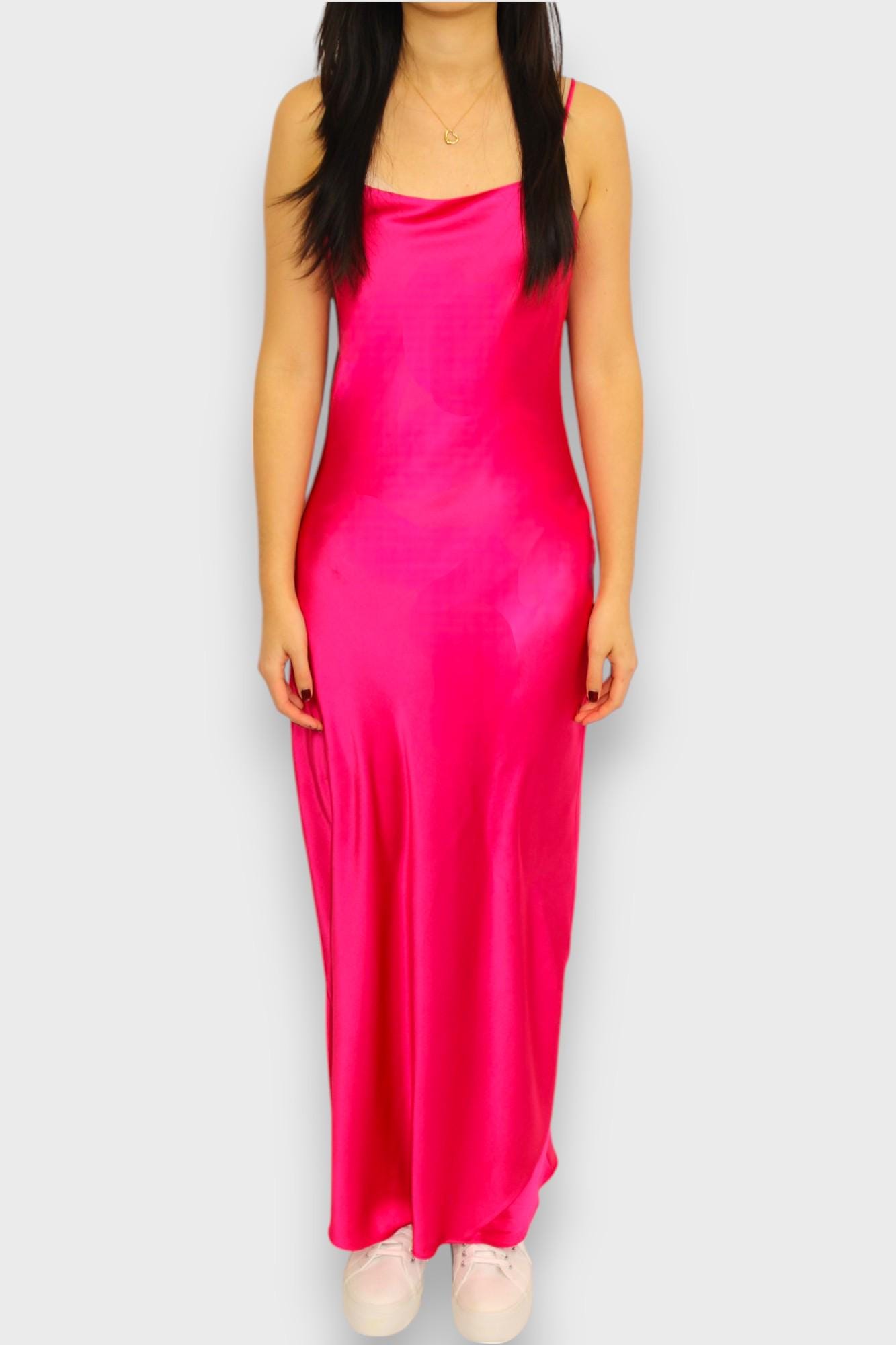 Spaghetti Strap Satin Dresses with Long Sleeves Mulberry main image 0