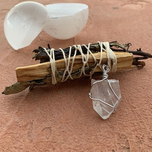 Cleanse & Protect Palo Santo Bundle w/ Quartz Point
