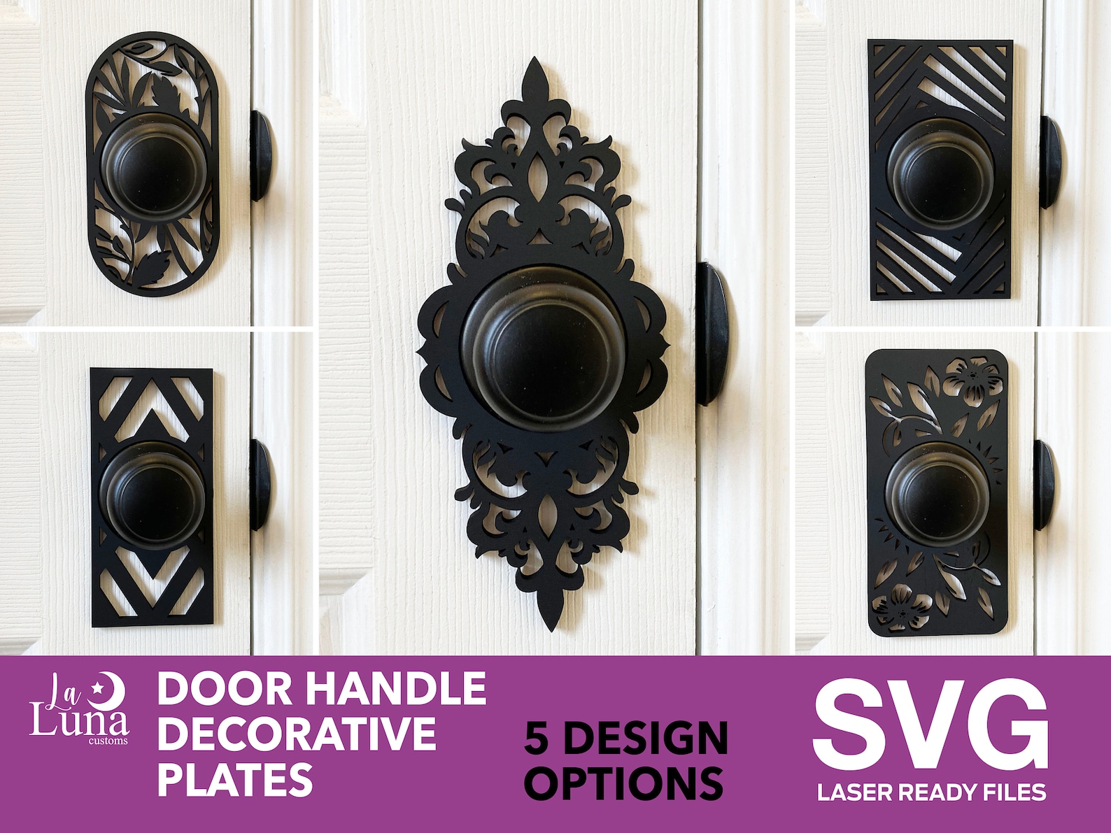 Door Handle Decorative Plates Digital Laser Ready File SVG Etsy