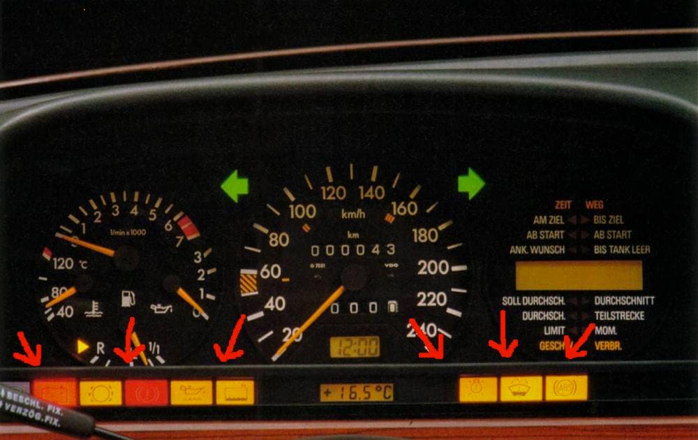 Mercedesbenz Instrument Cluster Telltale Speedometer Symbol Etsy