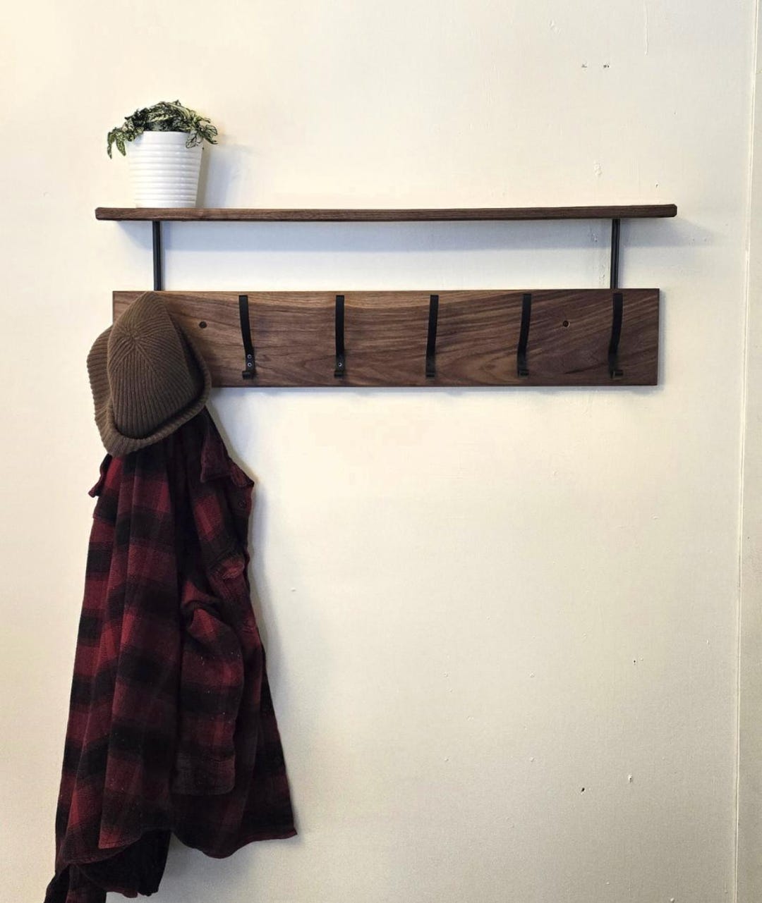 Wall Cladding Coat Rack Walnut Wall-mounted Coat Rack - Etsy