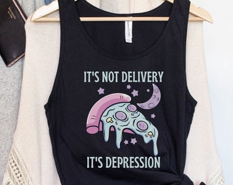 Grappige tanktop geestelijke gezondheid, depressieshirt, einde stigma, zelfzorgcadeau, serotonineshirt, grappig borderline-shirt, grappig pizzashirt, angsttop