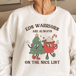 Sweat-shirt du syndrome d'Ehlers Danlos, Noël Ehlers Danlos, haut de Noël EDS, cadeau de Noël EDS, chemise de Noël zèbre maladies rares, cuillère EDS