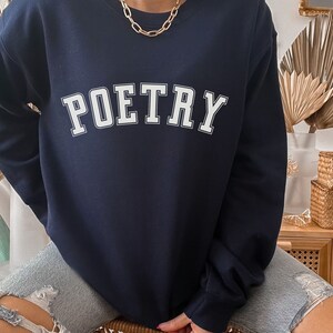 Bluza z nadrukiem retro poezji, prezent dla absolwenta college'u, miłośnik literatury, koszulka z profesorem języka angielskiego, top z wierszami sonet haiku, prezent dla kreatywnego pisarza