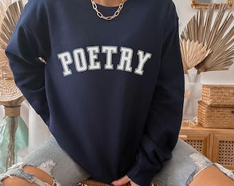 Sweat-shirt poésie rétro, cadeau pour étudiant diplômé, amateur de littérature, chemise de professeur d'anglais, haut de poèmes haïku sonnet, cadeau pour écrivain créatif