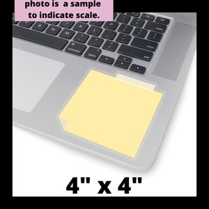 May include: A yellow sticky note on a silver laptop keyboard. The note is 4 inches by 4 inches.