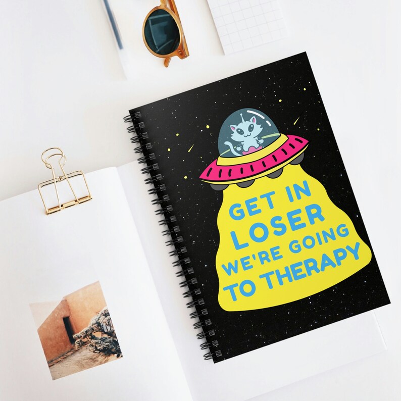 Mental Health Notebook, Self Care Journal, Therapy Notebook, Gift for Therapist, Funny Cat Notebook, End Stigma Gift, Depression Gifts image 5