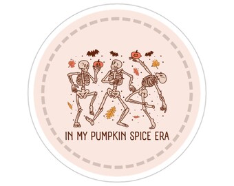 Funny Halloween Sticker, Pumpkin Spice Sticker, Spooky Season Sticker, Cute Skeleton Sticker, Women's Halloween Sticker, Coffee Lover Gift