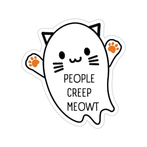 Introvert Sticker, Cute Ghost Sticker, Cat Stickers, Social Anxiety Gifts, Socially Anxious Sticker, Halloween Sticker, Anti-Social Sticker