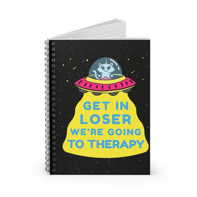 Mental Health Notebook, Self Care Journal, Therapy Notebook, Gift for Therapist, Funny Cat Notebook, End Stigma Gift, Depression Gifts image 2