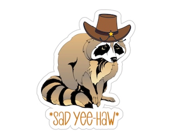 Mental Health Sticker, Cute Raccoon Sticker, Yee Haw Sticker, Country Western Sticker, Depression Sticker, Self Care Gift, Anxiety Sticker