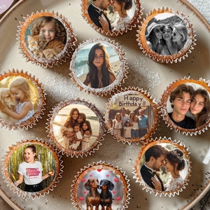24 x topper per torta con fotografia personalizzata, in carta di riso commestibile o glassa, per addio al nubilato, compleanno, anniversario, bambino, forniture per dolci