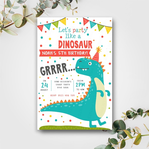 Personalised Dinosaur D3 Birthday Party Boys Invites Cards Invitations Kids