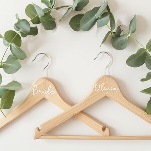 Personalised Elegant Wedding Hanger Vinyl Sticker Decal Bridal Party Decor Custom Memento Favour Gift Name & Title Dress Bride Maid Role