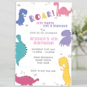 Dinosauro personalizzato D2 DIGITAL Invito Modifichiamo per te Festa di compleanno Ragazze Ragazzi Biglietti di invito Festa per bambini T Rex