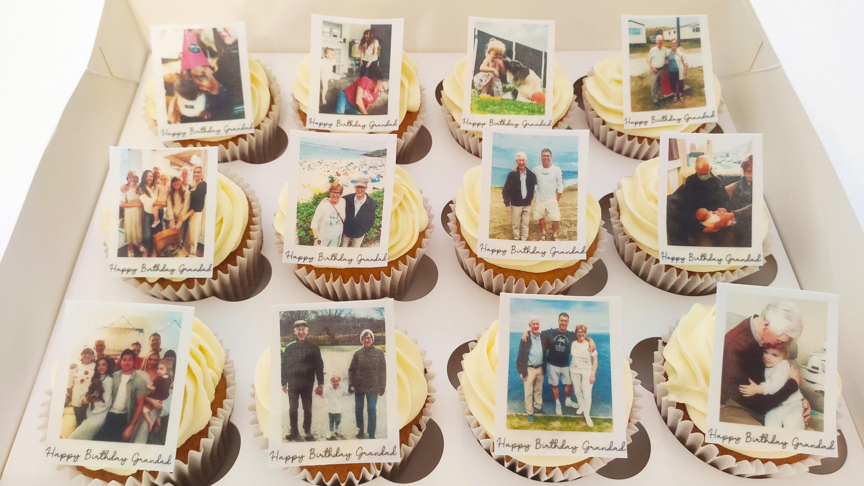16x Custom Photo & Text Edible Cupcake Toppers – Rice Paper, Any Occasion